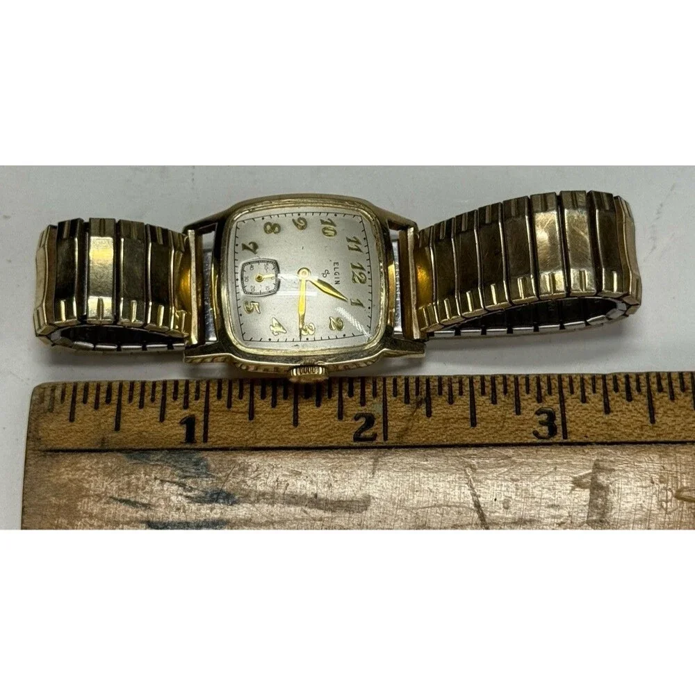 VTG Antique Elgin 14k GF Mens Watch Wind up 21 Jewel Works